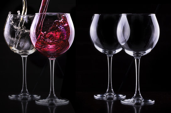 Elegant wine glass in black background