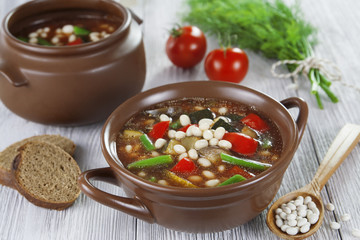 Vegetable soup with white beans