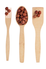 Wooden spoon,fork, shovel with filbert
