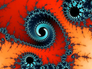Fractal helix in red background