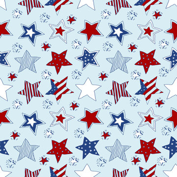 American stars and stripes seamless pattern