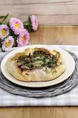 Mushrooms galette, selective focus