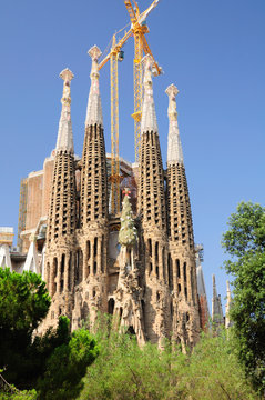 Sagrada Familia cathedral designed by Gaudi - the most popular landmark of Barcelona.