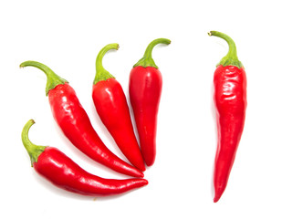 red hot chili peppers isolated on white background