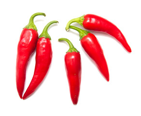 red hot chili peppers isolated on white background