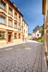 Fototapeta na wymiar An empty narrow street in Vianden, Luxembourg