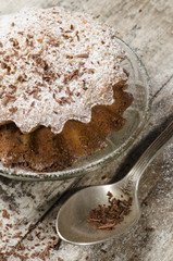 Pumpkin muffins on glass saucer