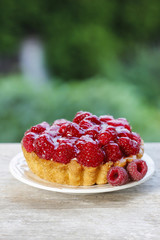 Raspberry tart. Selective focus