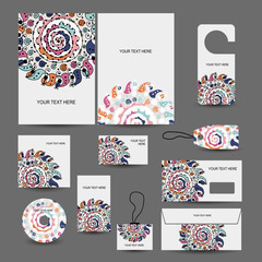 Corporate business style design: folder, labels, cards,