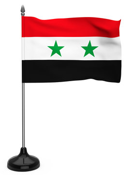 Flag of Syria with flagpole