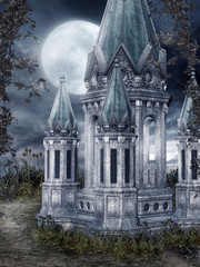 Stara wieża na łące nocą © Obsidian Fantasy