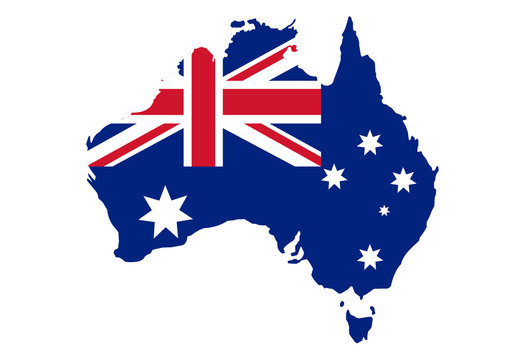 Map of Australia in Australian flag colors