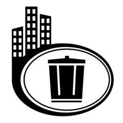 Vector trash can icon. City black icon