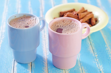 dry breakfast and cocoa drink