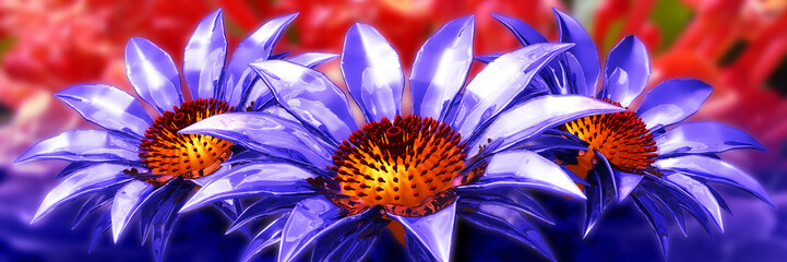 beauty 3d flower panoramic - obrazy, fototapety, plakaty