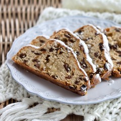 Traditional German christmas fruitcake Stollen