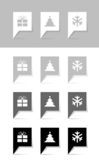 Black and white Christmas labels