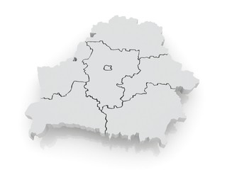 Three-dimensional map of Belarus.