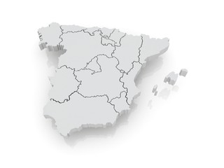 Three-dimensional map of Spain.