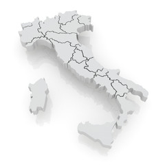 Three-dimensional map of Italy.