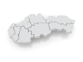 Three-dimensional map of Slovakia.