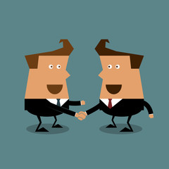 Businessmen shaking hands cartoon illustration