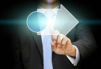 Businessman touching tactile interface