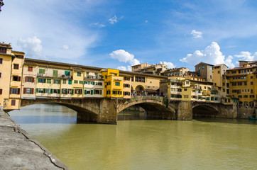 Fototapeta na wymiar Ponte Vecchio in blue sky, Florence, Italy