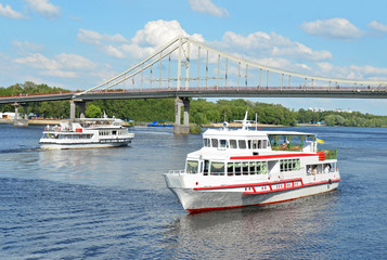 Tourist boat on the Dnieper river, Kiev, Ukraine