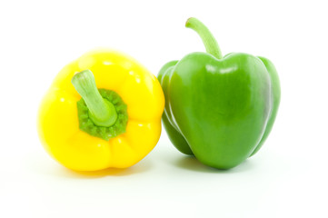 A green and yellow pepper
