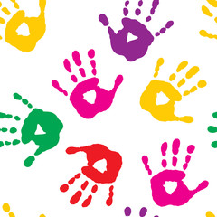 Seamless pattern with handprints