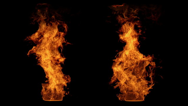 Detailed fire isolated on black (seamless loop, full Hd )