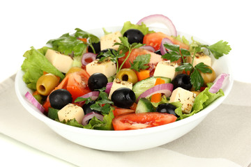 Greek salad in plate close up
