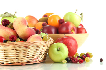 Assortment of juicy fruits, isolated on white