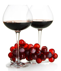 Red wine isolated on white