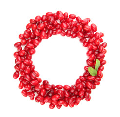 Fresh cornel berries isolated on white