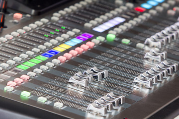 Audio sound mixer panel in concert