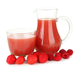 Delicious strawberry juice isolated on white