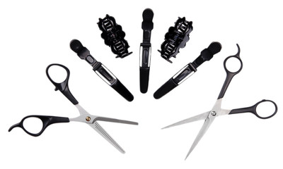 Professional hairdresser tools isolated on white