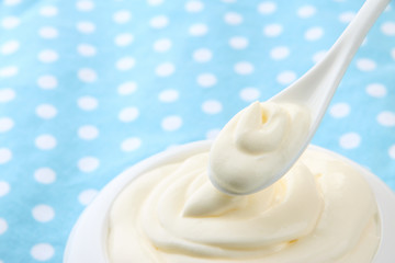 Sour cream on table close-up