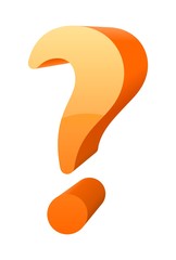 3D orange glossy question mark