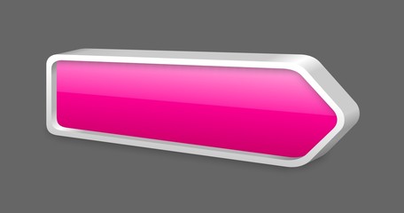 3D pink glossy metal arrow button