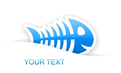 blue glossy fish bone sticker notification