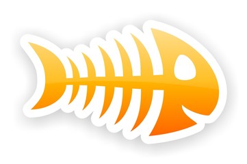 orange glossy fish bone stickers