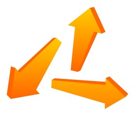 set of orange 3D arrows