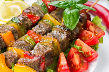 Grilled meat on skewers