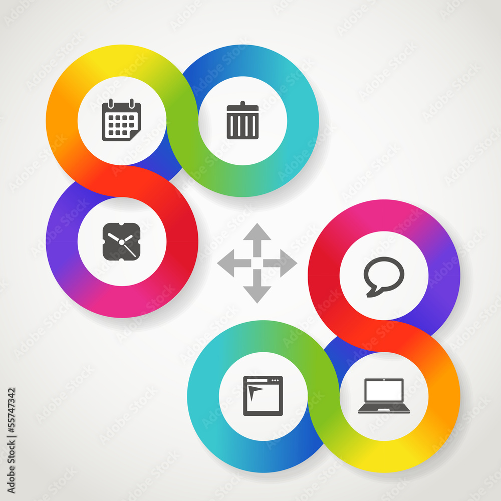 Poster Color circle web interface template with icons