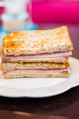 Toasted sandwich with ham and cheese