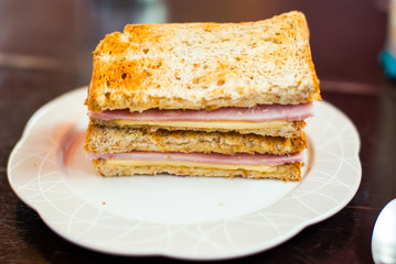 Toasted sandwich with ham and cheese