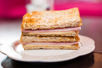 Toasted sandwich with ham and cheese
